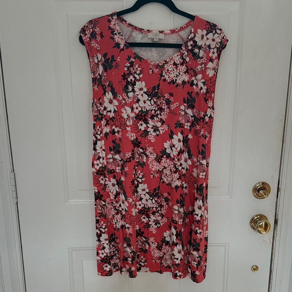 LOFT Pink Floral Midi Dress